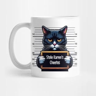 Cat Mugshot: Stole Karen's Cheetos 😼 Funny Cat Mug